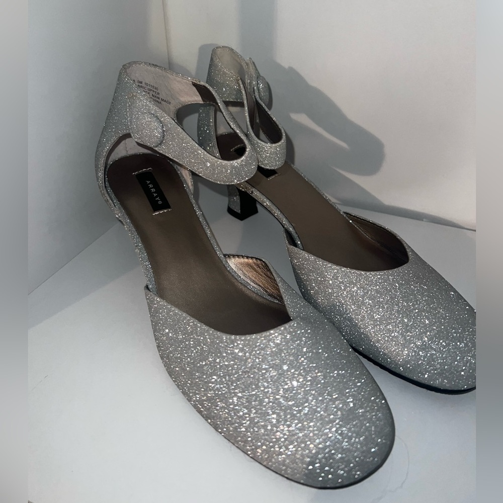 ARRAY Charlie D’Orsay Silver Glitter Heels